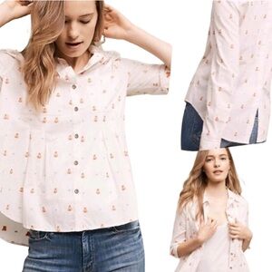 Maeve Miette Teepee Button Down Shirt from Anthropologie Women's White Button-Up